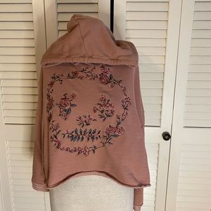 Pink cropped floral scull hoodie (west coast-brand)